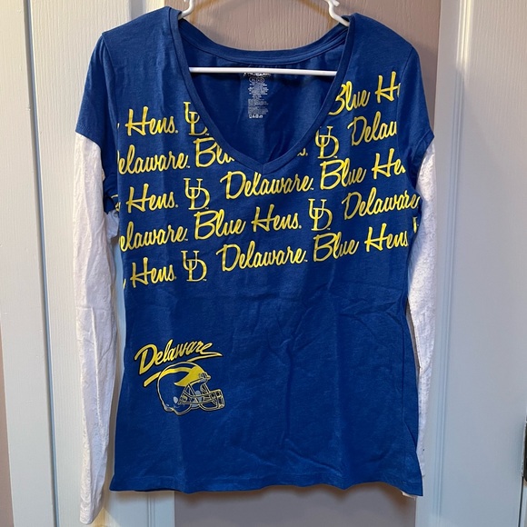 University of Delaware Blue Hens V-Neck Long Sleeve - Picture 1 of 4